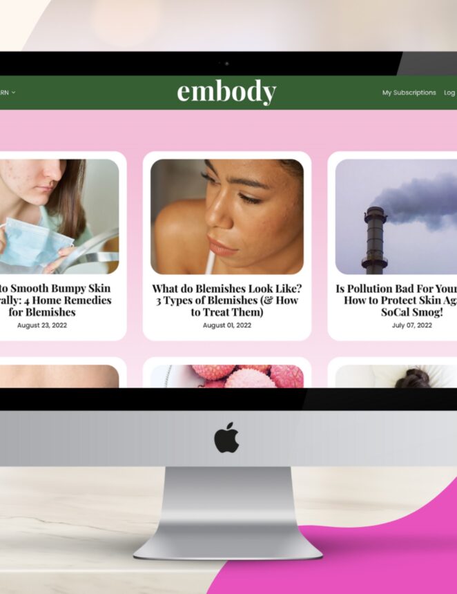 embody's beauty blog content displayed on desktop