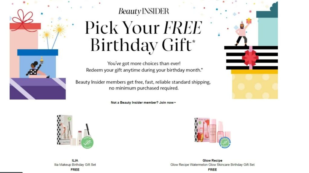 Sephora’s birthday gift email for Beauty Insider Members