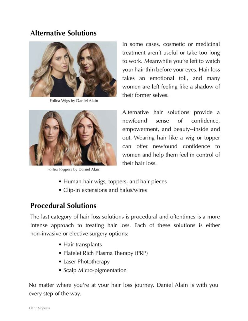 A women’s hair loss eBook shows the difference between content writing vs copywriting