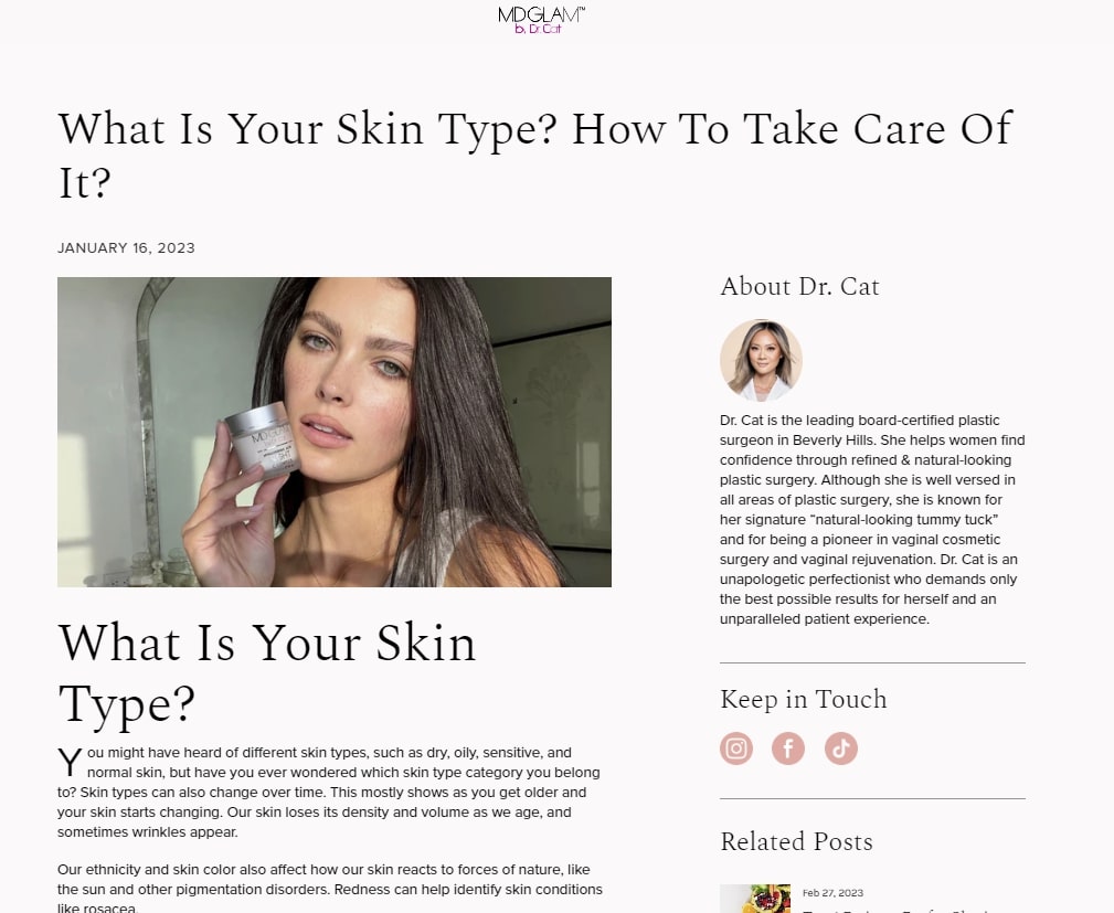 a beauty blog post idea about skincare from MD Glam