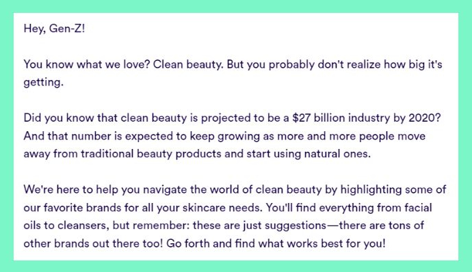 Copy AI beauty blog writing sample