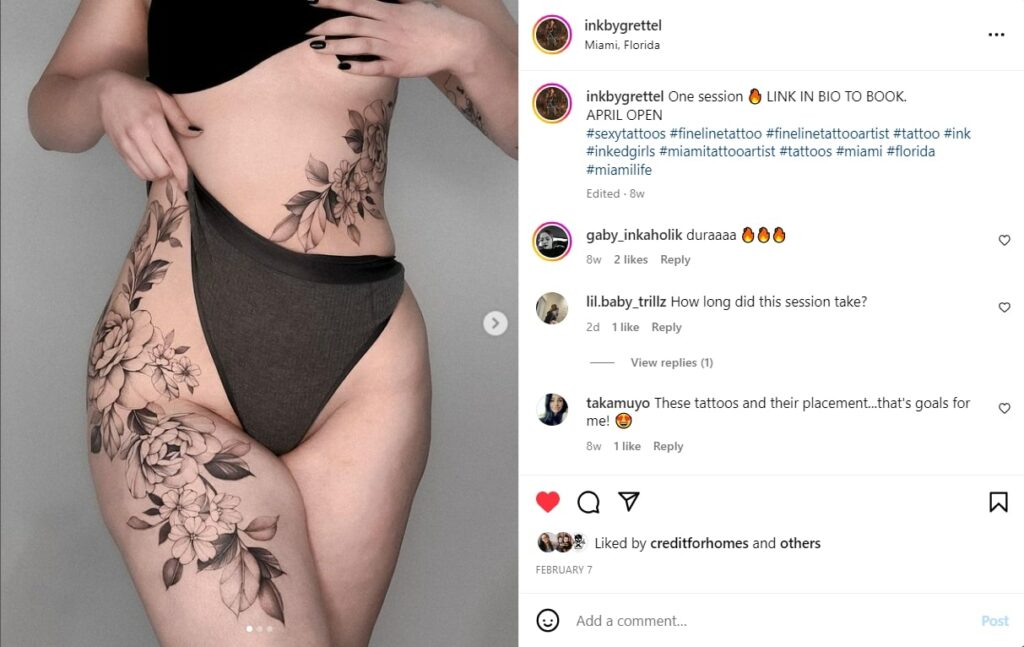 Screenshot of InkByGrettel Instagram