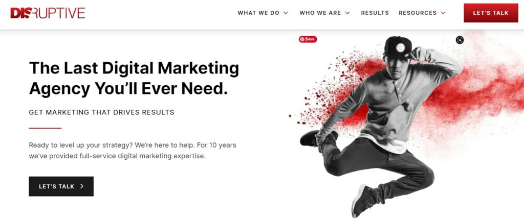 Disruptive Advertising homepage