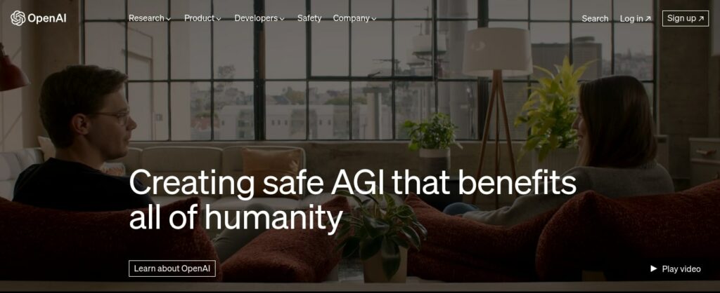 open AI homepage