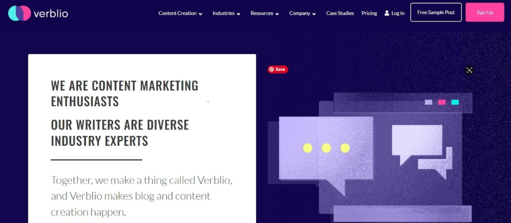 Verblio homepage