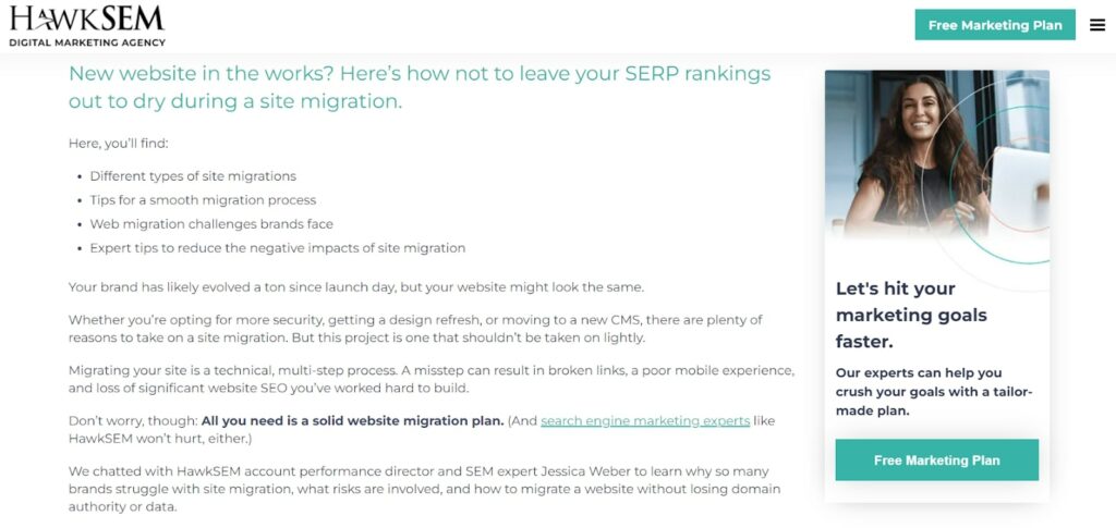 Hawk SEM article about site migrations