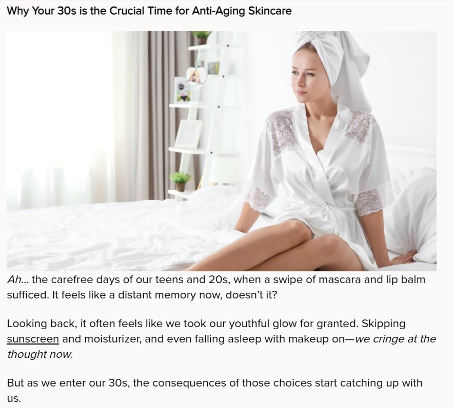 MD Glam article about Why Your 30s is the Crucial Time for Anti Aging Skincare