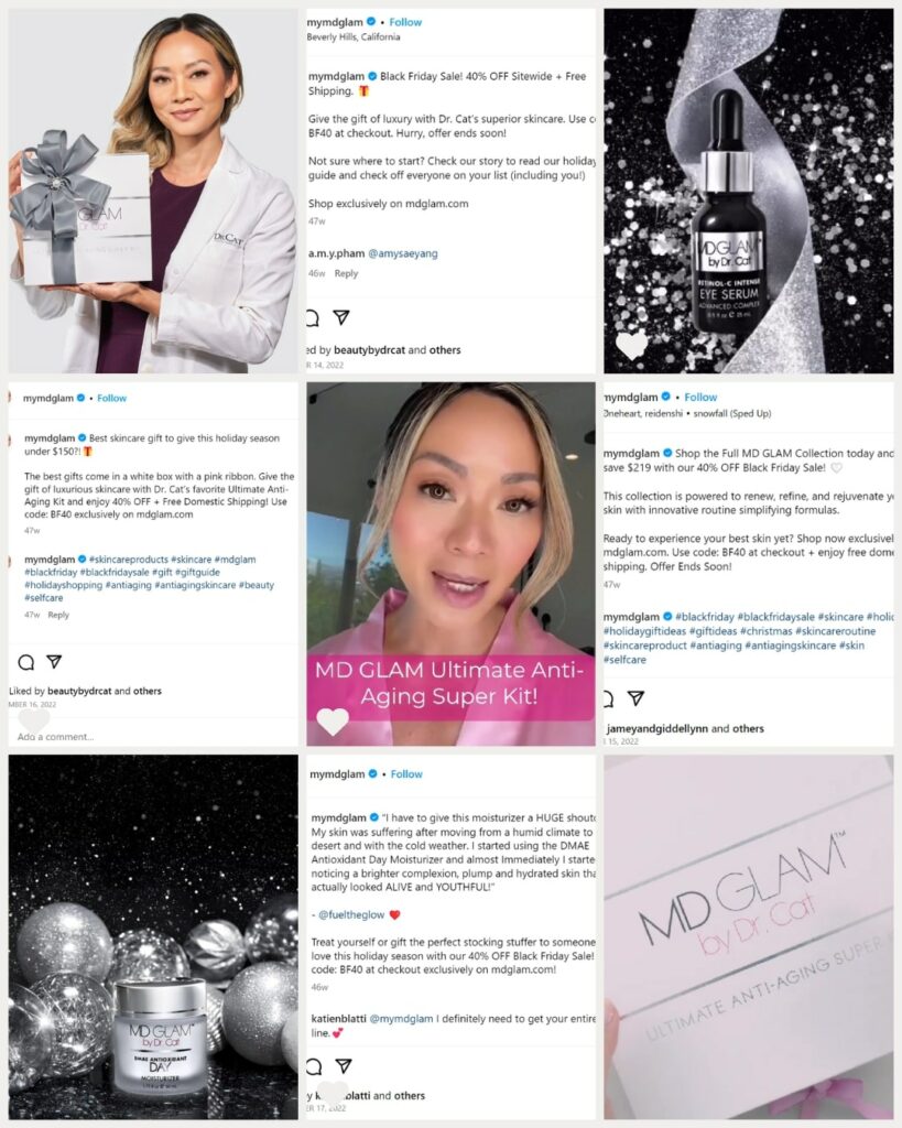 MD Glam skincare black friday social media content