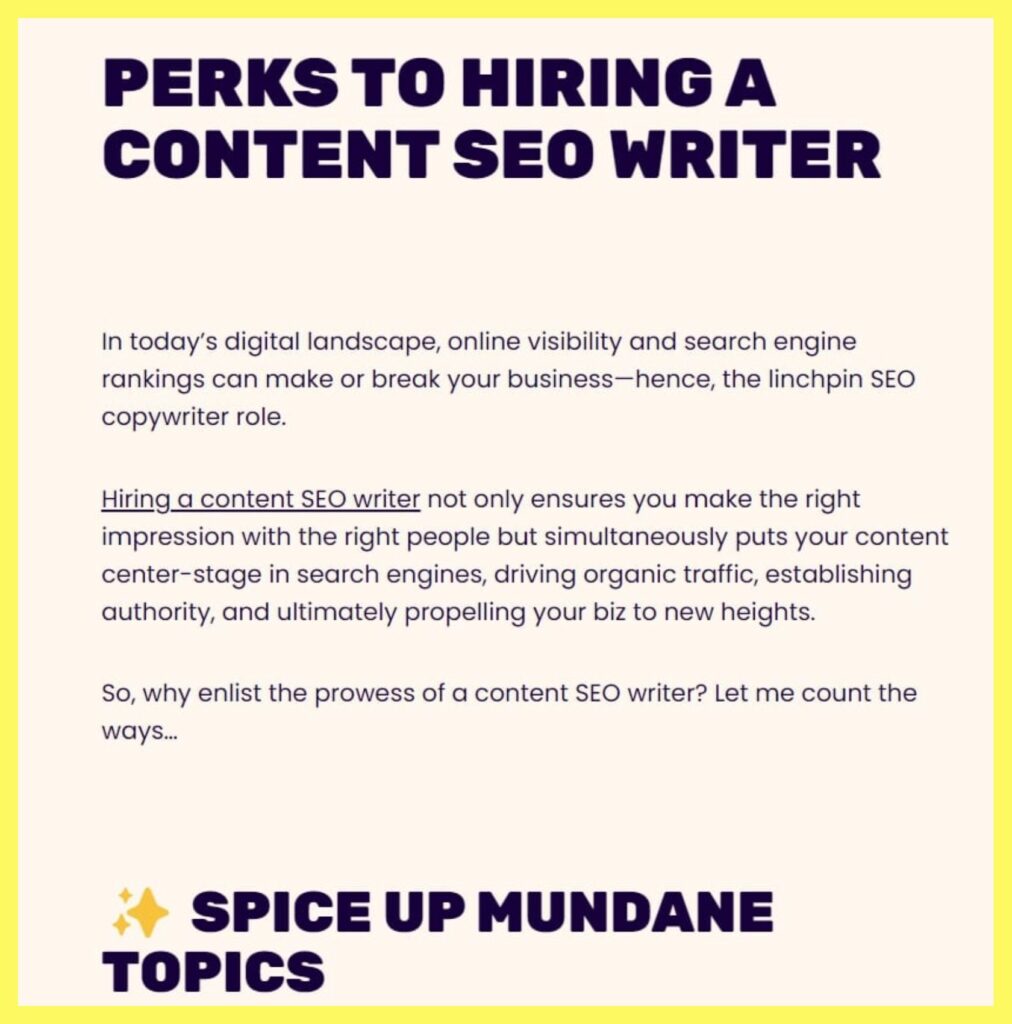 screenshot of Content SEO Writer article from Lyon Content Agency 
