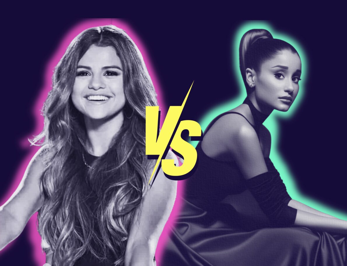 selena gomez and ariana grande facing off for article about rare beauty marketing vs rem beauty marketing