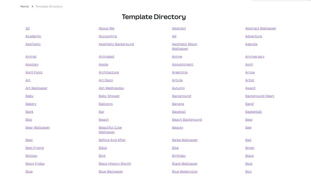 Canva template directory