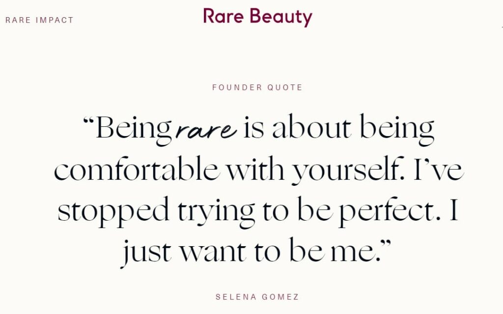 Rare Beauty founder quote