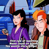 Animated GIF of Lois Lane as a reporter saying to go get the story