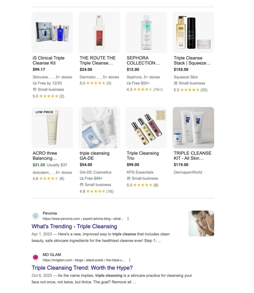 MD Glam Triple Cleansing Trend article on search results