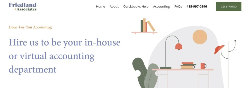 Screenshot of accounting firm Friendland and Associates website with catchy headline demonstrating how to write a sales page