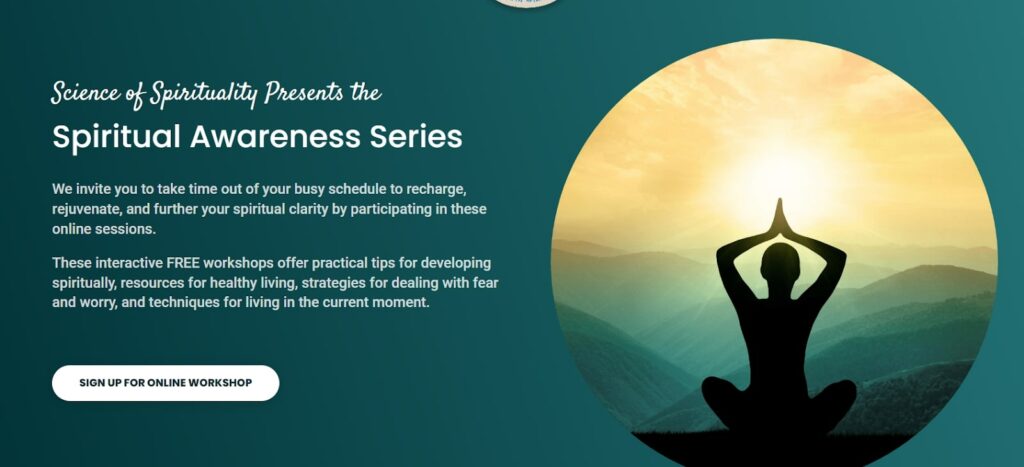 Screenshot of the sales page for a spiritual awareness course by Science of Spirituality