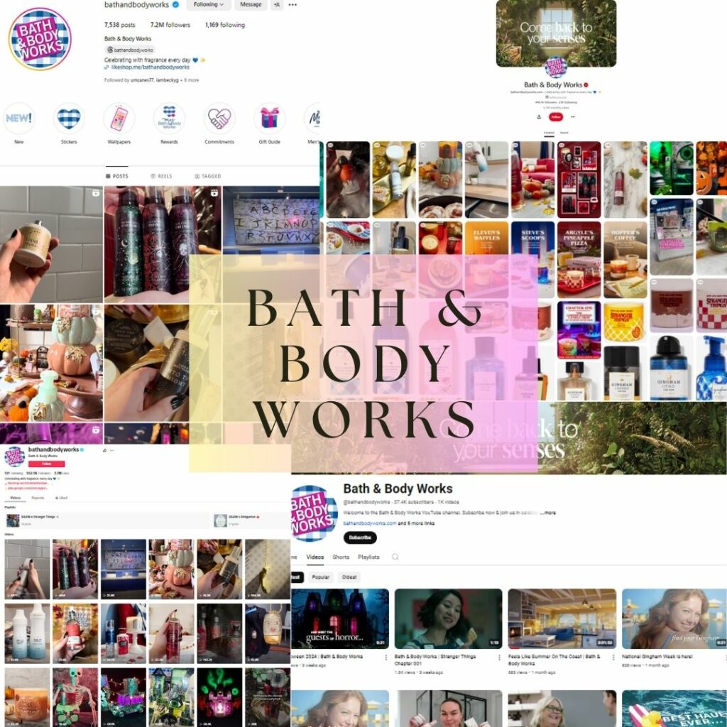 Collage of bath and body works socials